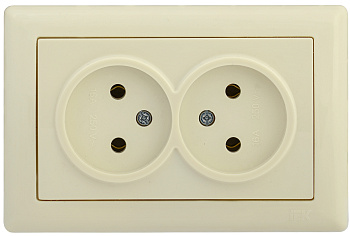 IEK РС20-1-0-БК Розетка 2-ая без з/к 10А BOLERO кремовый ERB20-K33-10
