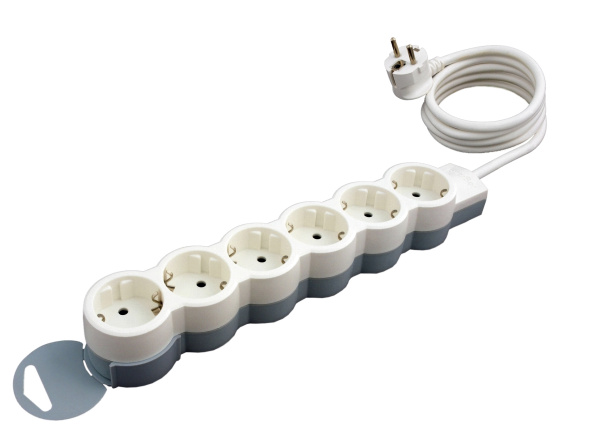 Купить Legrand Стандарт Бело-серыйУдлинитель 6x2К+З, кабель 1,5м, возможно крепление к стене 695016