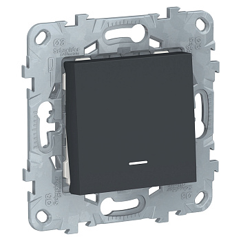 SE Unica New Антрацит Переключатель 1-клавишный, с подсветкой, сх. 6а NU520354N