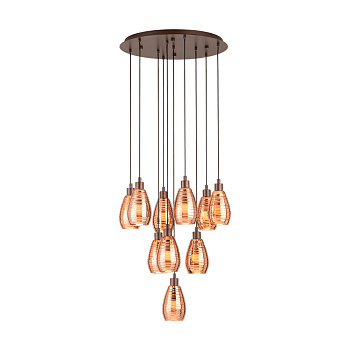Eglo 39509 Подвес SIRACUSA, 10х60W(E27), ?615, H1500, сталь, коричневый/стекло, медь