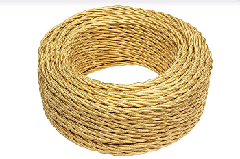 BIRONI Золото глянец Витой провод 2*0,75 10м B1-422-079-10