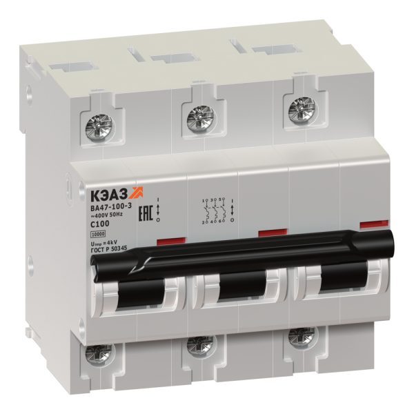 КЭАЗ ВА47-100 Автоматический выключатель 3P 32 D 10кА AC(ВА47-100-3D32-УХЛ3) 233059