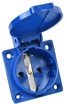 IEK Розетка панельная РП10-3 скрытая с защитной крышкой 2Р+РЕ 16А 250В IP44 PSR61-016-3