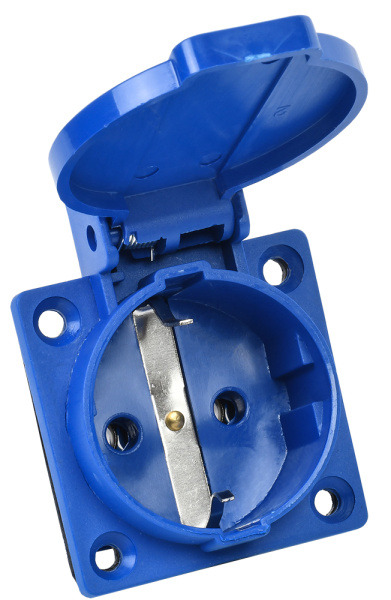 IEK Розетка панельная РП10-3 скрытая с защитной крышкой 2Р+РЕ 16А 250В IP44 PSR61-016-3