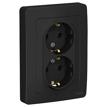 Systeme Electric Blanca внутр Антрацит Розетка 2-ая с/з без шторок, 16А, 250В