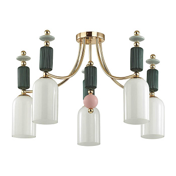 Odeon Light 4861/5C CLASSIC ODL_EX21 золото/раноцветный/керамика/стекло Люстра потолочная E14 5*40W CANDY