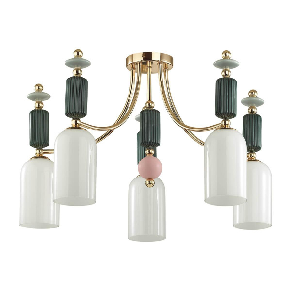 Odeon Light 4861/5C CLASSIC ODL_EX21 золото/раноцветный/керамика/стекло Люстра потолочная E14 5*40W CANDY