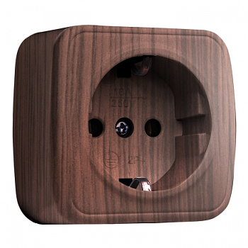 EKF Basic Минск Темное дерево Розетка с/з, 16А, ОП