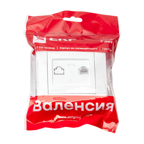 Купить EKF PROxima Валенсия розетка телефонная RG-11 1-местная белая