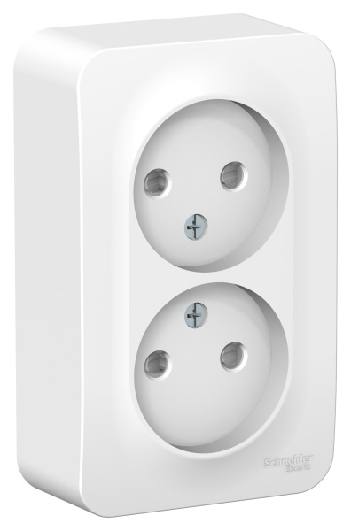 Купить Systeme Electric Blanca наруж Бел Розетка 2-ая б/з со шторками 16А, 250В, изолир. пластина