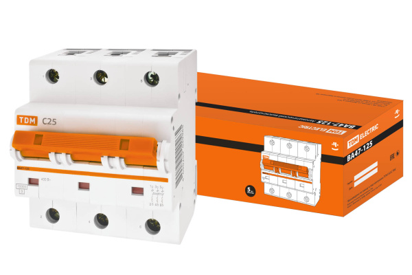 TDM Авт. выкл. ВА47-125 3Р 25А 15кА  х-ка С SQ0208-0076