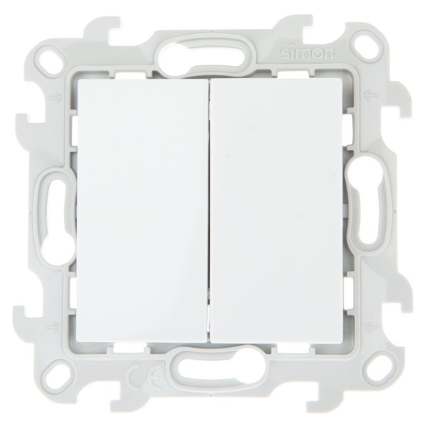 Simon 24 Белый Двухклавишный выключатель 2450398-030