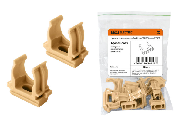 TDM Крепеж-клипса для трубы 25 мм (10шт) "ЭКО" (сосна) SQ0405-0053