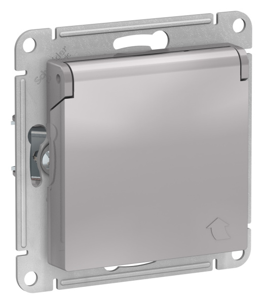 Купить Systeme Electric AtlasDesign Алюминий Розетка с/з, со шторками, с крышкой, 16А, в сборе