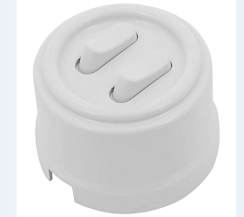 BIRONI Лизетта Пластик Белый Выключатель 2-кл (клавишный) B1-222-21