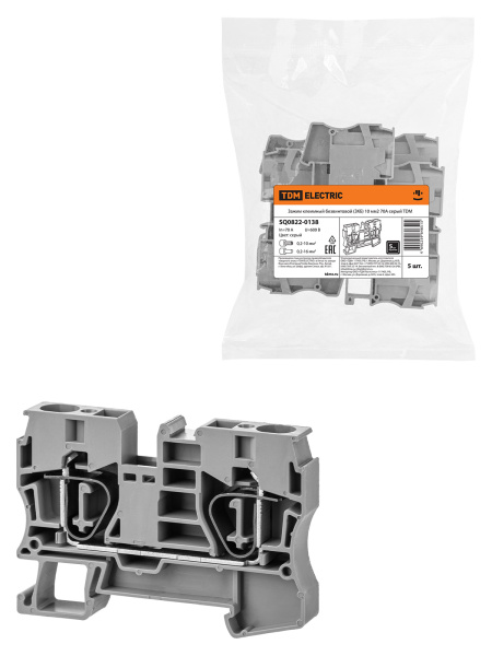 TDM Зажим клеммный безвинтовой (ЗКБ) 10мм2 70А серый SQ0822-0138