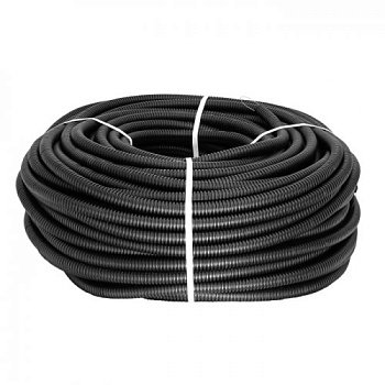 EKF PROxima Труба ПНД гибкая гофр. d16мм, тяжёлая с протяжкой, 100м, цвет черный