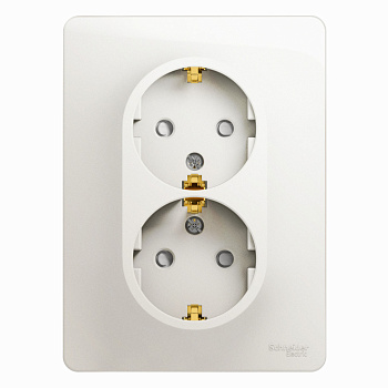 Systeme Electric Glossa Перламутр Розетка 2-ая с/з со шторками, 16А (в сборе)