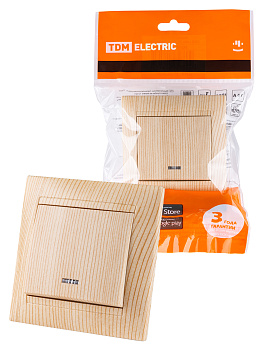 TDM Выключатель 1 кл. с подсветкой 10А сосна "Лама" SQ1815-0304