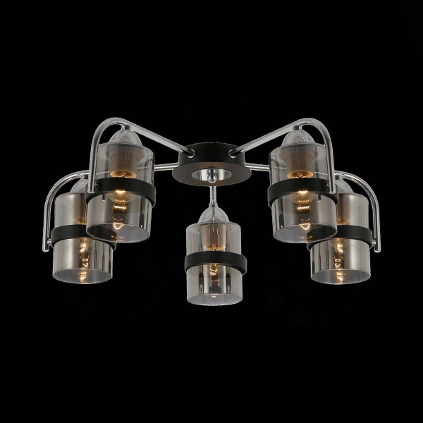 Купить Evoluce SLE102002-05 Светильник потолочный Черный, Хром/Дымчатый E27 5*40W