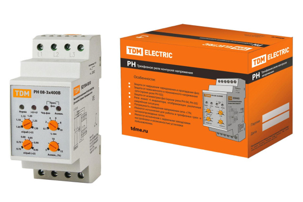 TDM Реле напряжения 3ф серии РН 08-3х400В SQ1504-0010
