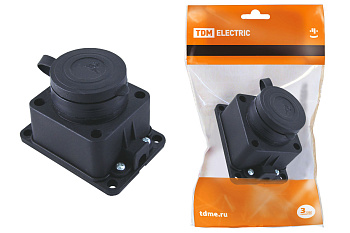 TDM Розетка настенная с заглушкой каучук 2Р+РЕ 16А 250В IP44 SQ0612-0003