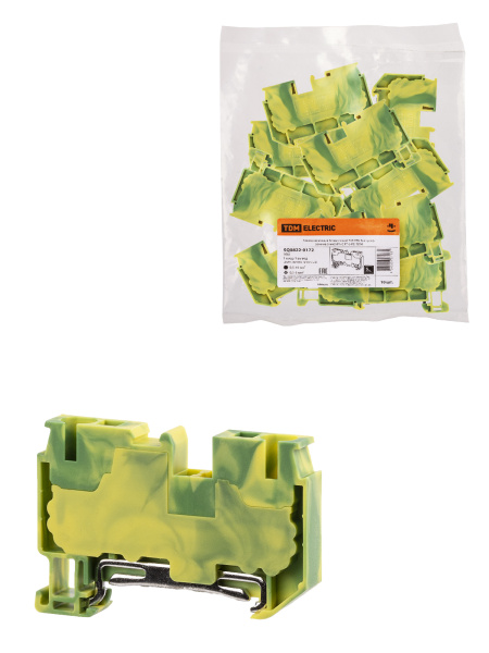 TDM Зажим клеммный безвинтовой ЗКБ PEN быстрого зажима 6 мм2 (Ph-C PT 6-PE) SQ0822-0172