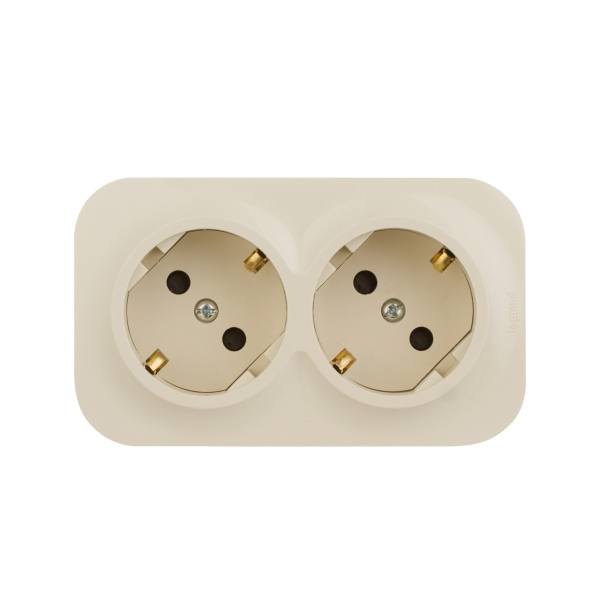 Legrand Quteo IP 20 Слоновая кость Розеточный блок с предварительным подключением 2 x 2К+З с защитными шторками - 16 A - 250 В~ 782267