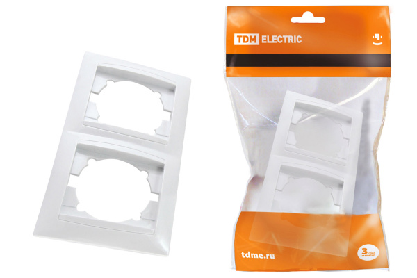 TDM Рамка 2-х постовая вертикальная белая "Лама" SQ1815-0033