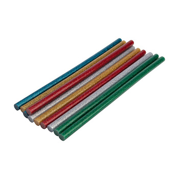 Клеевые стержни d=11,3 мм, L=270 мм, цветные с блестками (упак. 10 шт.) Rexant 09-1285
