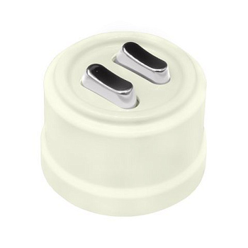 BIRONI Лизетта Пластик Слоновая кость Выключатель проходной 2-кл (клавишный), ручка Серебро B1-222-211-S