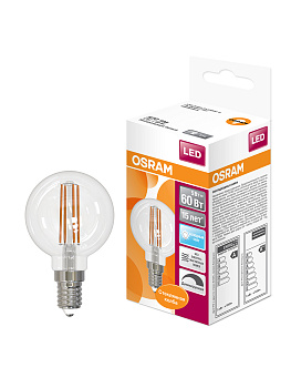 Osram Светодиодная филаментная лампа LED STAR Classic P 5W (замена 60Вт),диммируемая,нейтральный белый свет, прозрачная колба, Е14 4058075230446
