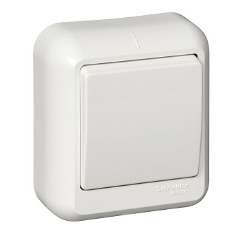 SE Wessen Прима наруж Бел Выключатель 1-клавишный 6А (в сборе) (опт.упак.) A16-051-B