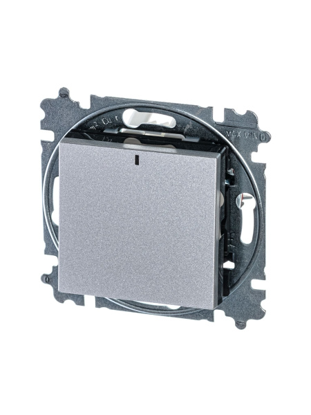 Купить ABB EPJ Levit серебро / дымчатый чёрный Переключатель 1-кл, с ориент, подсветкой 2CHH590646A6070