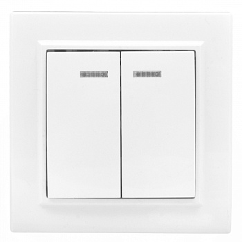 EKF Basic Минск Белый Выключатель 2-кл с индикатором, 10А, СП