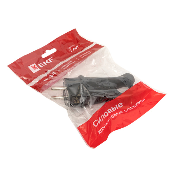 Купить EKF Basic Вилка угловая каучуковая с кольцом 230В 2P+PE 16A IP44