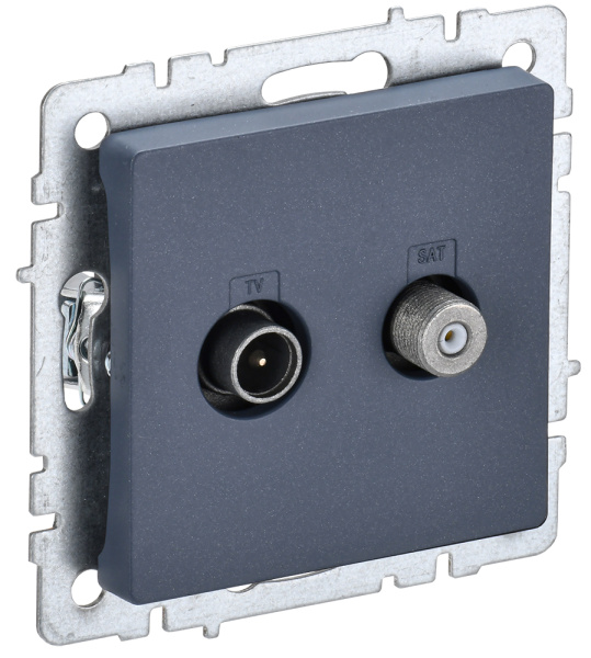 IEK BRITE BASE Маренго Розетка двойная TV+SAT РТВ/РСп12-БрМ