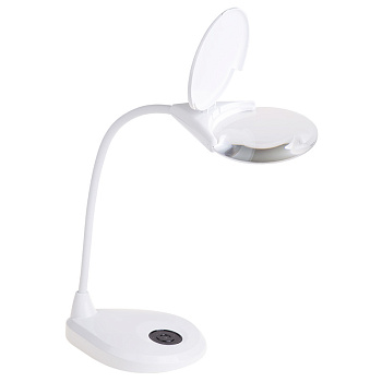 Лупа настольная 3D+12D с подсветкой 3LED, сенсорная регулировка яркости, EXPERT, белая Rexant 31-0560