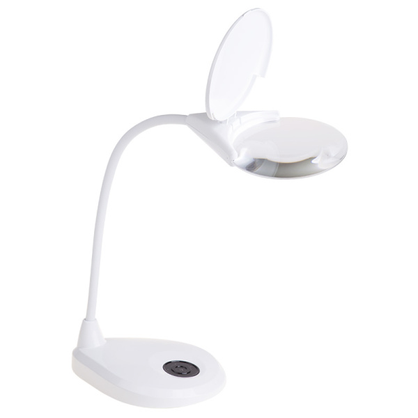 Лупа настольная 3D+12D с подсветкой 3LED, сенсорная регулировка яркости, EXPERT, белая Rexant 31-0560