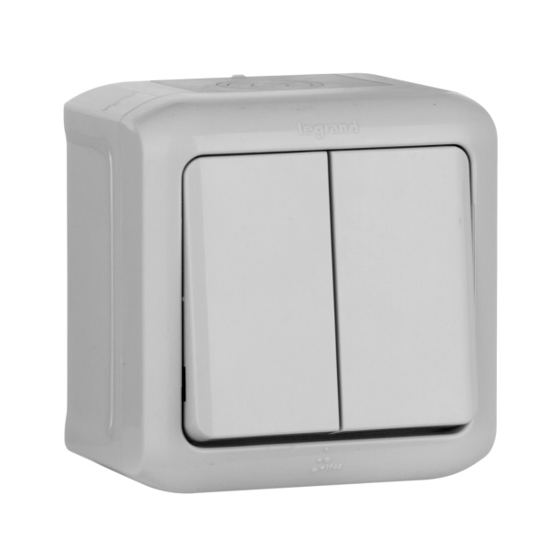 Legrand Quteo Сер Выключатель 2-клавишный IP44 10А 782332