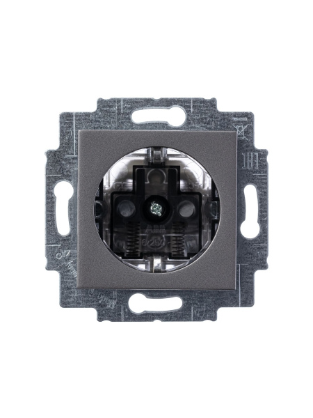 Купить ABB EPJ Levit сталь / дымчатый чёрный Розетка с заземлением со шторками 2CHH203457A6069