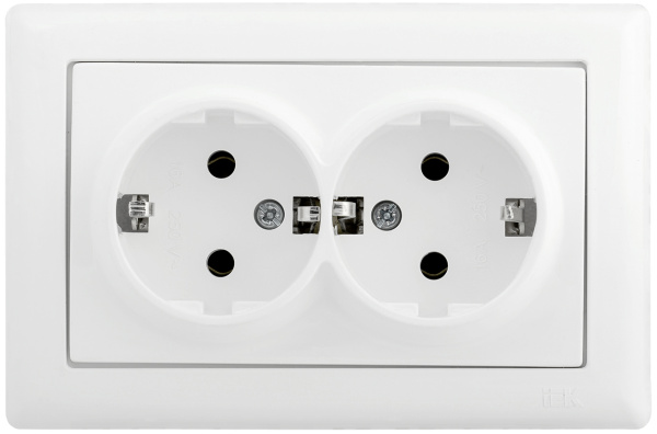 IEK РС21-1-0-ББ Розетка 2-ая с з/к 16А BOLERO белый ERB29-K01-16