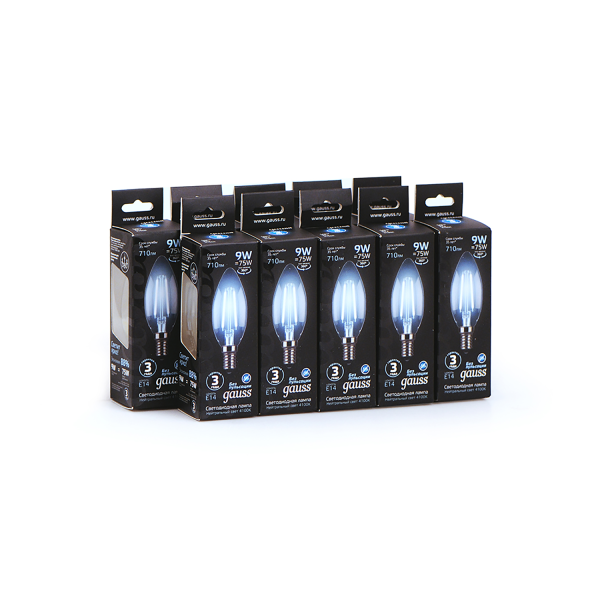Купить Gauss Лампа Filament Свеча 9W 710lm 4100К Е14 LED 103801209