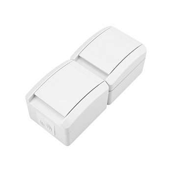 KRANZ Блок вертикальный 2 розетки INDUSTRIAL IP54 с заземлением, о/у, белый KR-78-0802