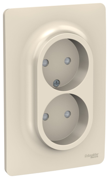 Купить SE Unica New Беж Розетка б/з двойная, со шторками, винт. зажим. NU206344