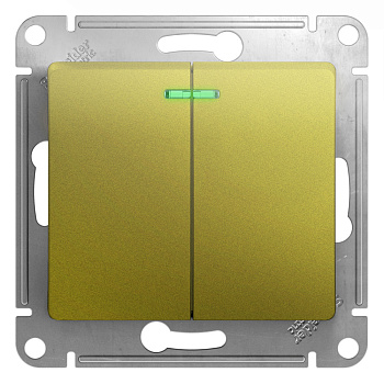 SE Glossa Фисташковый Выключатель 2-клавишный с подсветкой, сх.5а, 10AX GSL001053