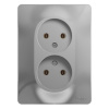 Купить Systeme Electric Glossa Алюминий Розетка 2-я б/з (в сборе с рамкой)