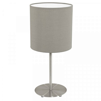 Eglo Лампа настольная PASTERI, 1х60W (E27), Ø180, H400, никель матовый/текстиль, cеро-коричневый 31595