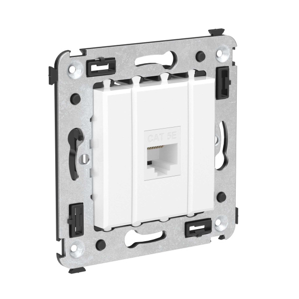 Купить DKC Компьютерная розетка RJ-45 без шторки в стену, кат.5е одинарная, "Avanti", "Белое облако"