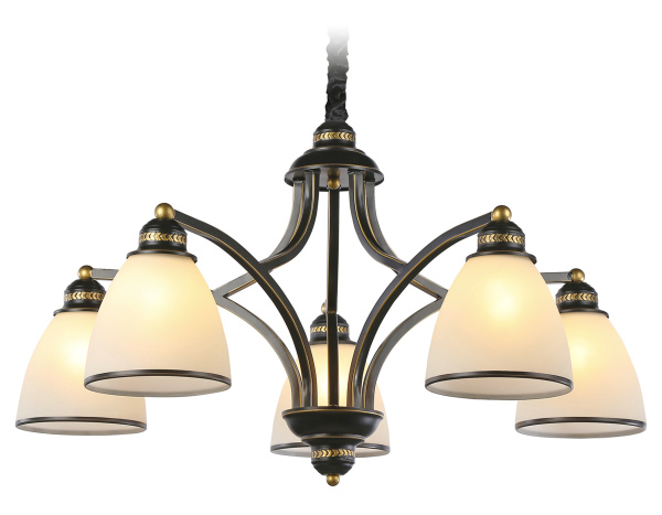 Ambrella Подвесная люстра в классическом стиле TR3079/5 BK/GD/FR черный/золото/белый матовый E27*5 max 40W D730*410